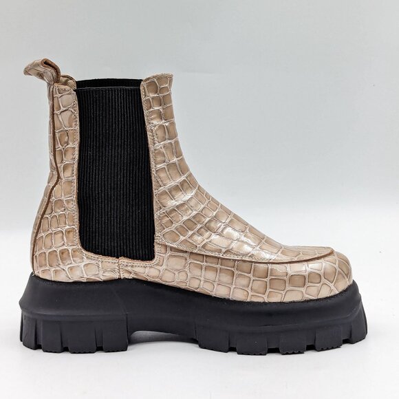 Topshop Women Alpha Patent Leather Croc Print Chelsea Platform Boots 7US EUR38 - Picture 11 of 11